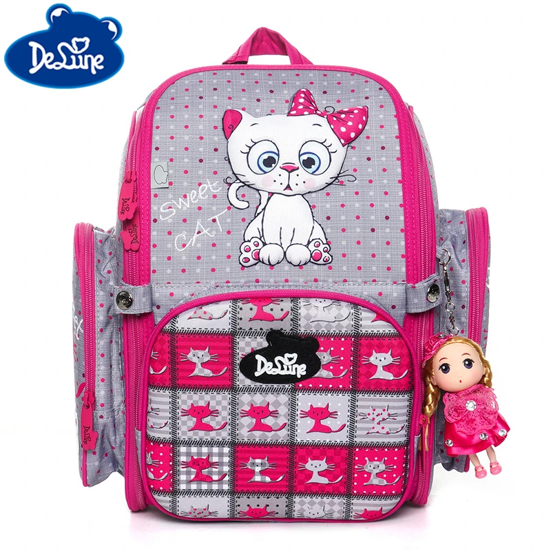 

Delune School Backpack fpr Girls Orthopedic Girls School Bags 3D Printing Children Primary School Mochila Infantil