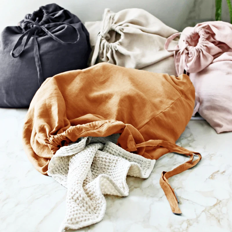 

France 100% Linen Flax Storage Bag Drawstring Candy Gift Bag Pouches Christmas Bracelets Charms Jewelry Clothes Packaging Bags