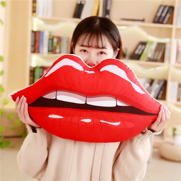 Мультфильм огонь красные губы большие губы подушки-куклы корейский странная плюшевая игрушка для дивана Подушка-подарок на день рождения - Цвет: 2