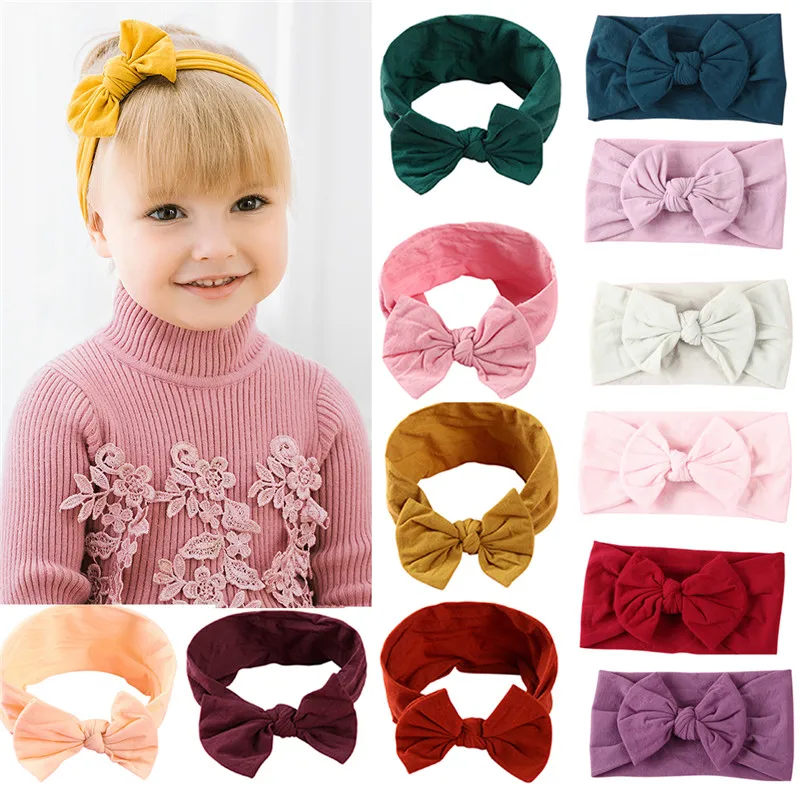 

Cute Super Stretchy Bowknot Headbands Newborn Baby Girls Headwear Infant Solid Head Band High Elastic Toddler Photography Props