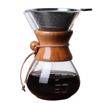 

Wholesale High-Temperature Resistant Glass Coffee Maker Coffee Pot Espresso Coffee Machine with stainless steel filter pot