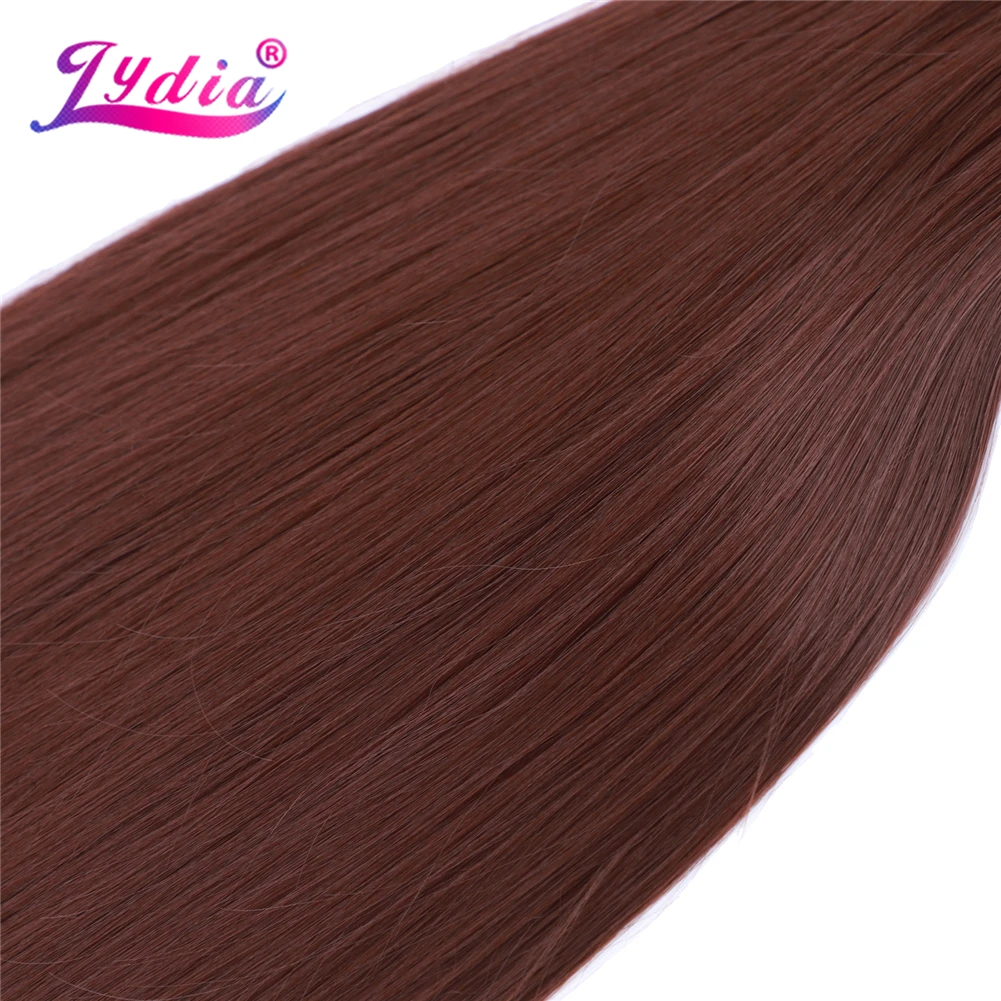 Pces com Loira do Fechamento Sintético do Pacote Reto de Seda de Lydia com Fechamento a Extensão Preta Natural do Cabelo de 3 Teceu Liso Polegada - 4 30 6 3 4 pces com loira do fechamento