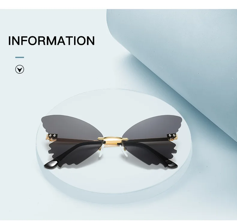 New Fashion Frameless Butterfly Rhinestone Sunglasses Ladies Steampunk Fashion Designer Sunglasses Retro Glasses big sunglasses for women