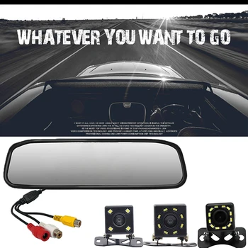 

HD car display 4.3 inch car monitor for rear view camera reverse image Parking Assistance 2 Video Input Parking Mirror