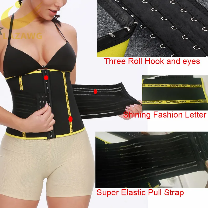 LAZAWG Hot Sweat Neoprene Belt Sauna Sweat Strap Waist Trainer Belt Tummy Control Cincher Body Shaper Slim Shapewear Workout Top