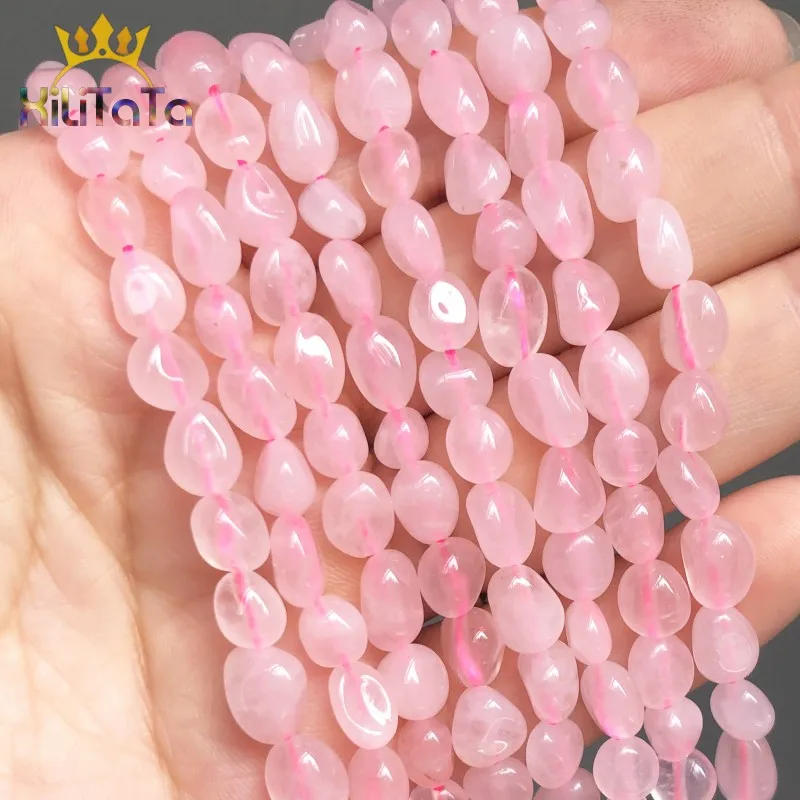 5-7mm Unregelmäßige Natürliche Rosa Quarz Lose Spacer Perlen Für Schmuck DIY Machen Armband Ohrringe Zubehör 15 zoll stränge