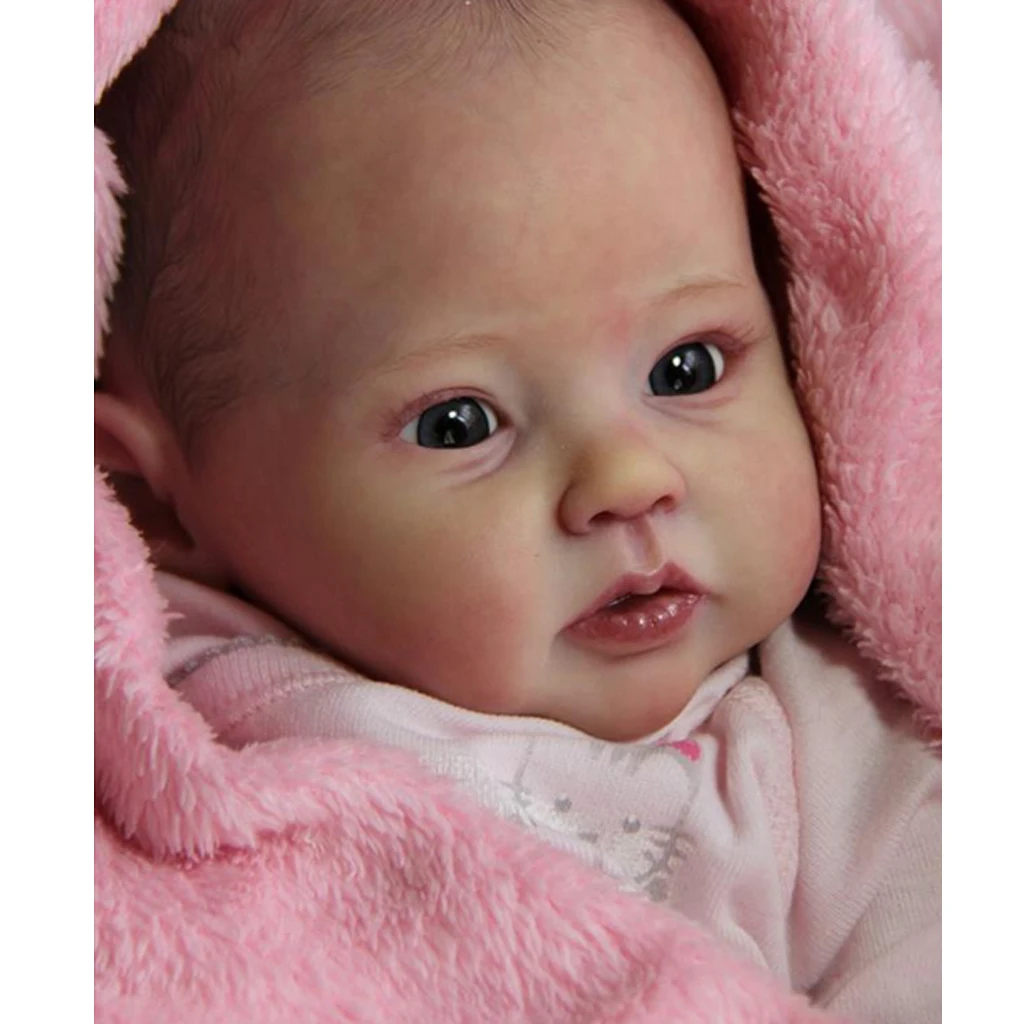 Unpainted Reborn Doll Kits( Head,Limbs) Soft Vinyl Full Silicone Newborn Baby Doll Kit Model DIY Art, 22 Inch Awake Toddlers