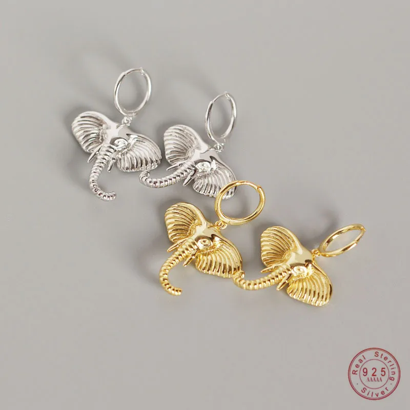 

925 Sterling Silver Elephant Stud Earrings Women Personality Exaggerated Environmental Protection Jewelry Friendship Gift