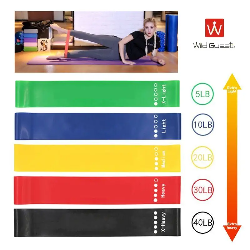 

Five colors fitness resistance band Yoga tension band gym rubber band Pilates training elastic equipment