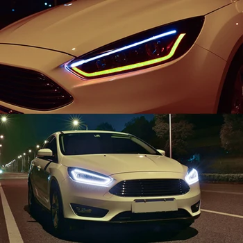 

1 Pair LED Headlights Angel eyes xenon HID KIT For Ford Focus 2015 2016 2017 2018 car lights Fog lights Daytime Running Lights