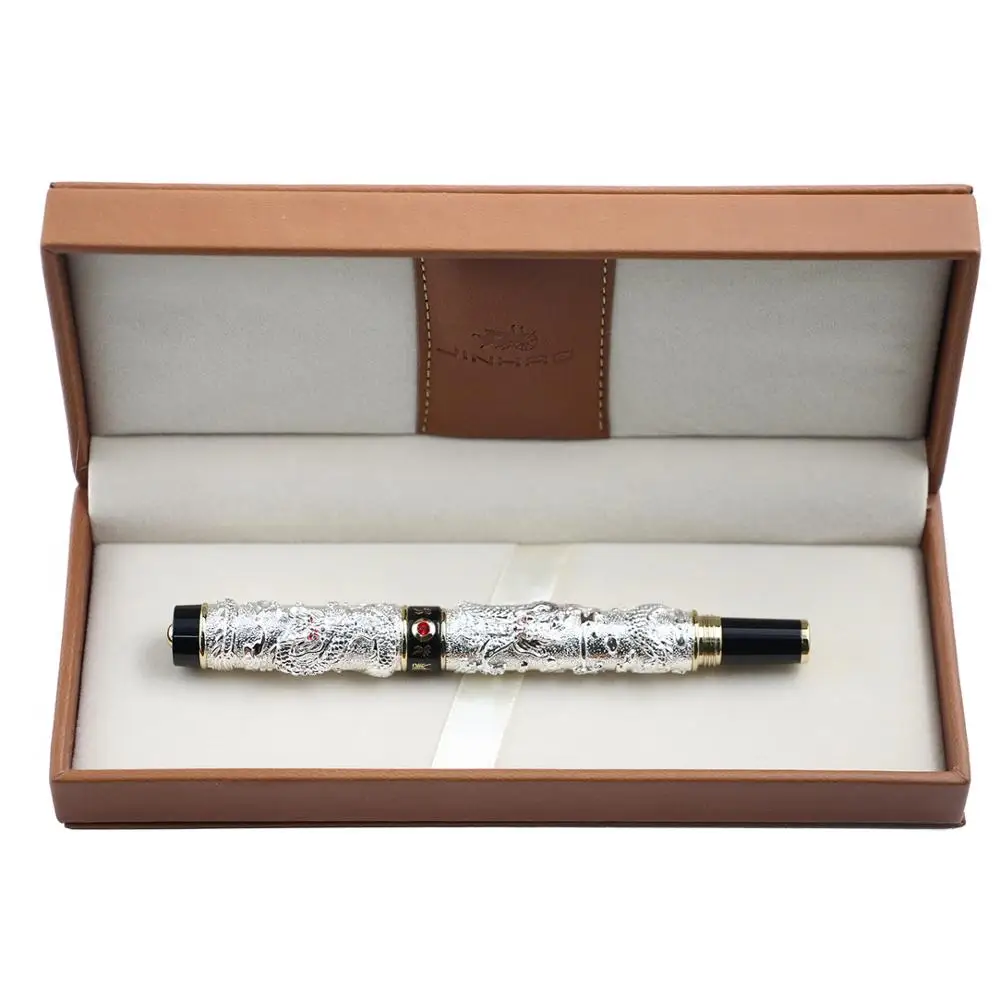 Gift box set 4 Jinhao Дракон фонтан PeLuxury чернильная ручка перьевая Средний Перьевая Кожа Подарочная коробка набор офисные принадлежности изысканный подарок caneta tinteiro - Цвет: Gift box set 4