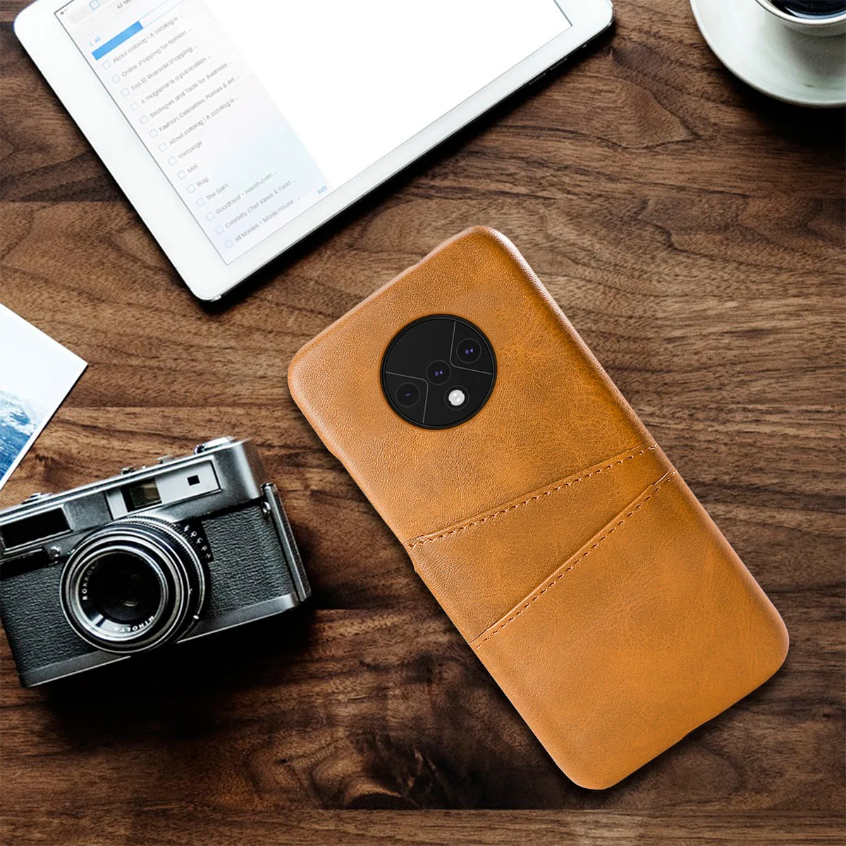 Для OnePlus 7T 7T Pro Чехол ретро из искусственной кожи Жесткий ПК против царапин держатель для карт задняя крышка для One Plus 7T 7 7 Pro чехол противоударный