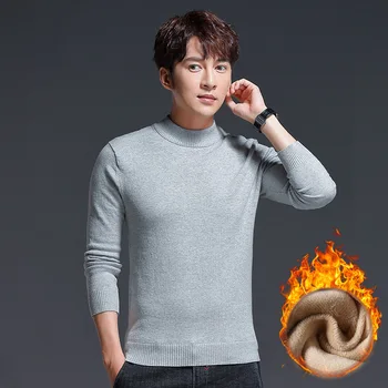 

Winter Thick Velvet Grey Turtleneck Fluffy Sweater Men Long Sleeve Knitwear Warm Pullover Oversized Knitted Casual Sweater Male