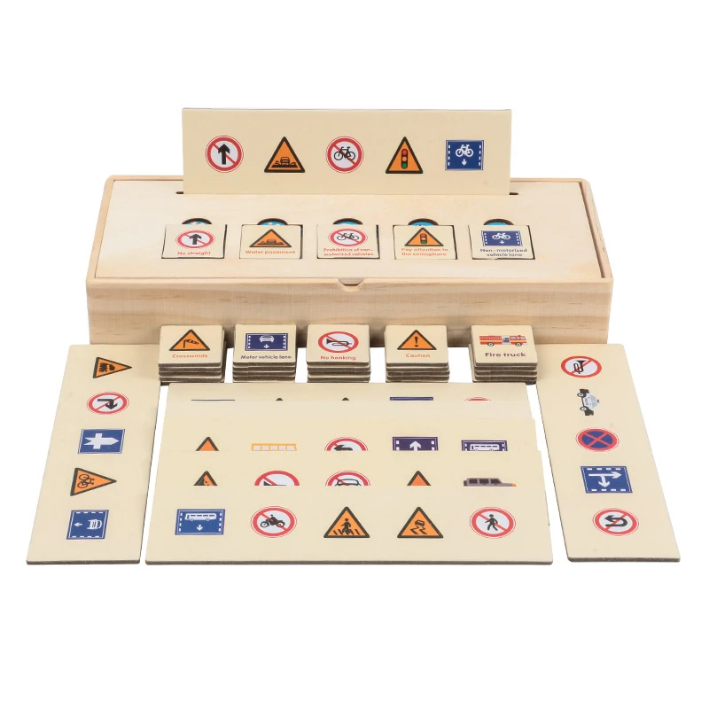 Montessori Toys Education Details about   Wooden Road Traffic Signs Toy Game for Kids Children 