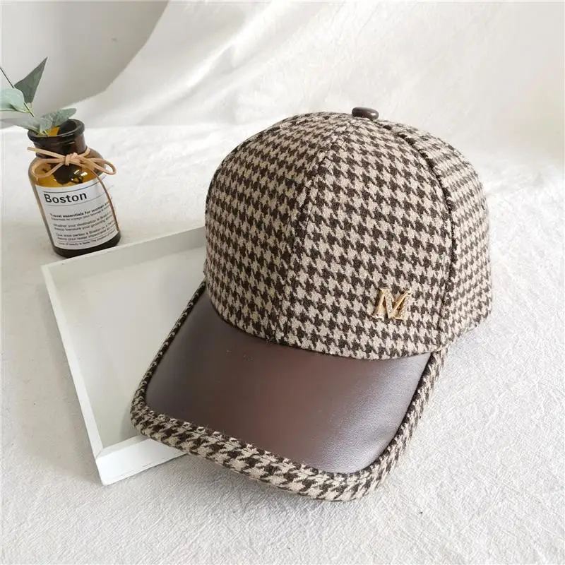 British Houndstooth Face Caps For Women Men Streetwear Checked Snapback Hip Hop Baseball Cap Bone Trucker Hat Chapeau Homme fashion baseball caps