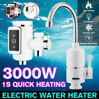 

3000W LED Display Tankless Water Heater Electric Kitchen Water Heating Tap Instant Hot Water Faucet Heating EU Pulg 220V
