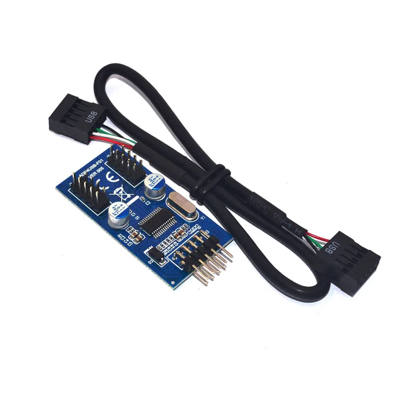 Материнская плата 9Pin USB коннектор на 2 штекера адаптер карта USB2.0 9Pin на двойной 9Pin коннектор разветвитель