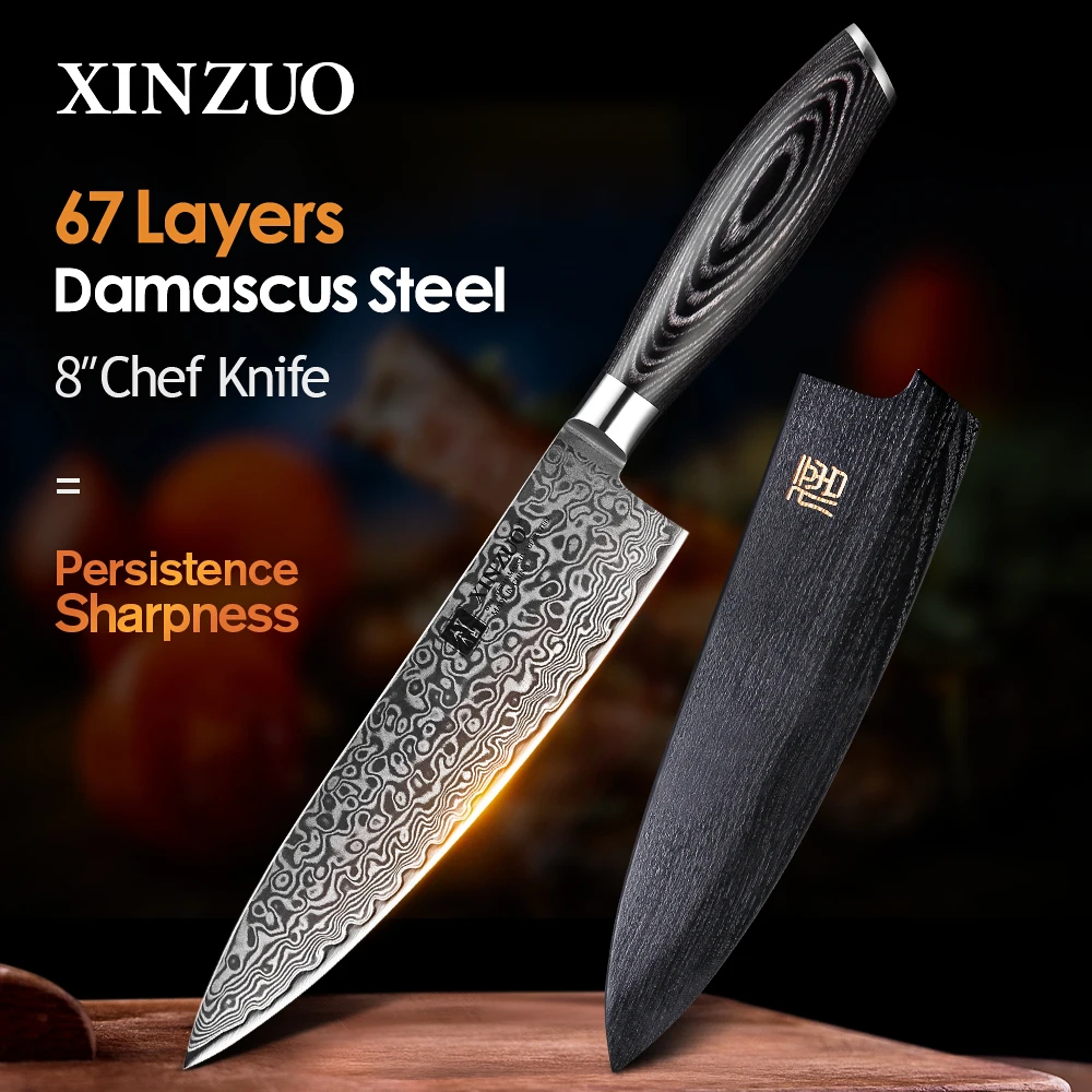 Нож шеф повара из дамасской стали 8 дюймов|chef knife|damascus steel kitchen kniveskitchen knife |