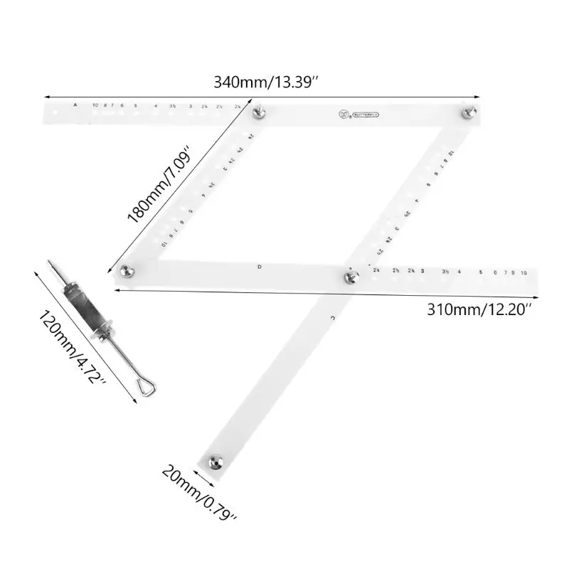 

34cm Scale Drawing Ruler Pantograph Folding Ruler Reducer Enlarger Tool Craft