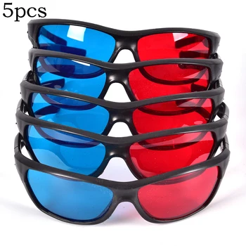

Hot sale 5pcs/set Frame Red Blue 3D Glasses For Dimensional Anaglyph Movie Game DVD Black