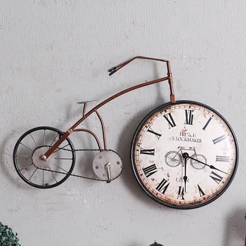 

Retro clock living room bedroom creative bicycle wall clock wall decoration personality decoration wall decorations