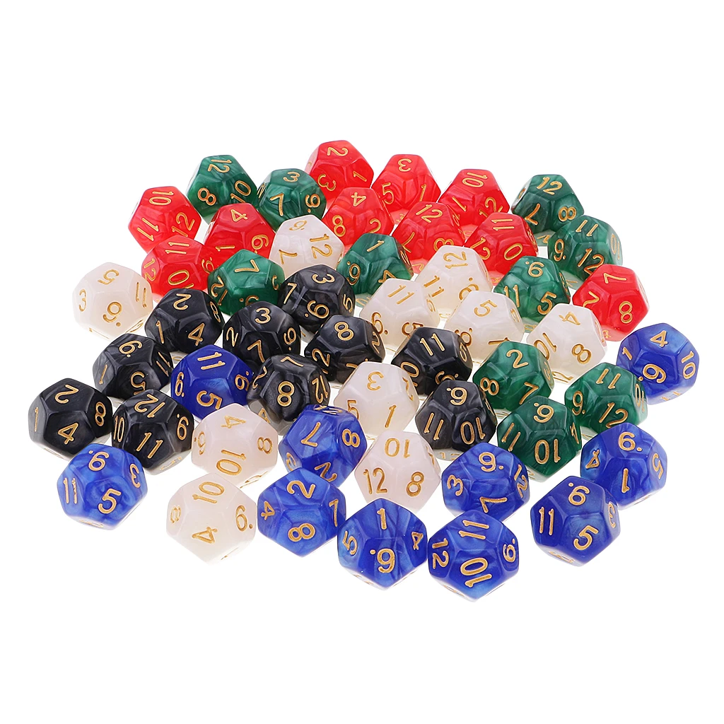 50 Pieces D12 Dice 16mm 12 Sided Die Set with Dice Bag for D&D Role Playing Games