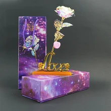 Фото - 24K Foil Plated Rose Gold Rose Lasts Forever Love Lighting Rose LED Fairy Artificial Galaxy Rose Flowers Valentine's Day Gifts rose zaddach nadelherz