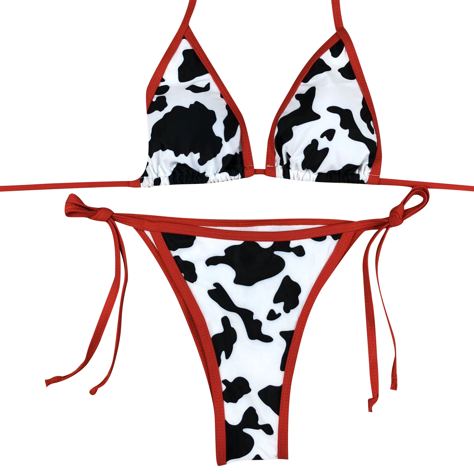 triangle bikini set Two piece Cow Print swimsuit,Bikini with cowhide pattern swimsuits for women Bikini Sets