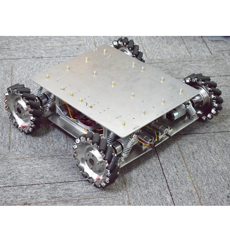 Shock-absorbing Suspension Omni Mecanum Wheel Robot Car Chassis Platform 40KG Load with 4pcs 24V Motor Arduino Controller
