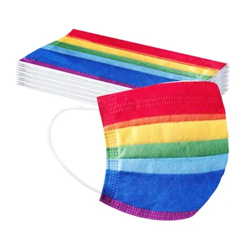 

20PC Adult Face Mask Disposable Rainbow Printed Soft Skin-friendly Disposable Mouth Mask Men Personal Thicken Mouth Mask