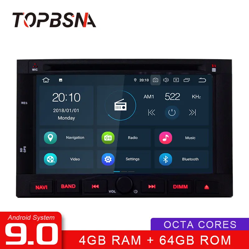 TOPBSNA Android 9,0 автомобильный dvd-плеер для peugeot 3005 3008 5008 партнер Berlingo 2 Din Автомобильный Радио стерео, головное устройство RDS ips Авто wifi