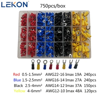 

750pcs Cold-pressed Terminals For Wires Ferrules Crimp Electrical Terminal Connector Wire Connector Box-packed For 0.5-6 Mm²