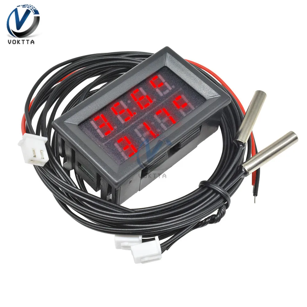 DC 4 V-28 V Mini 3 Бит/4 бита двойной Дисплей цифровой термометр Температура контроллер с NTC Водонепроницаемый металлический зонд для использования внутри помещений
