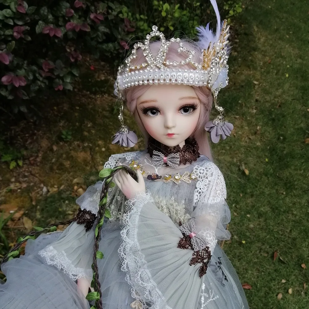 2" полный набор BJD кукла+ макияж ручной работы 24 дюймов 60 см EVA BJD леди+ стеклянные глаза+ аксессуары парики одежда обувь DA008-3L03