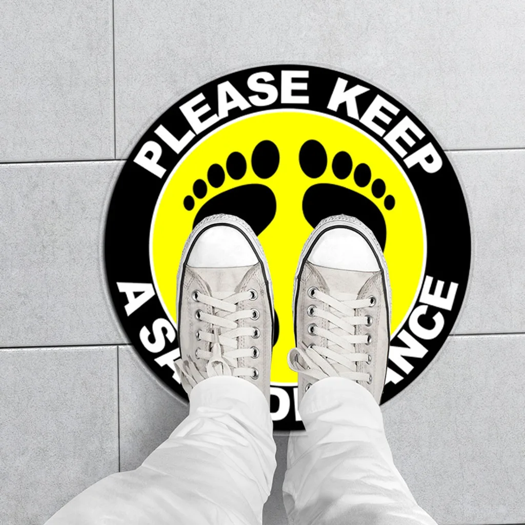 5pcs Social Distancing Floor Decals Safety Floor Sign Marking Direction Quoues