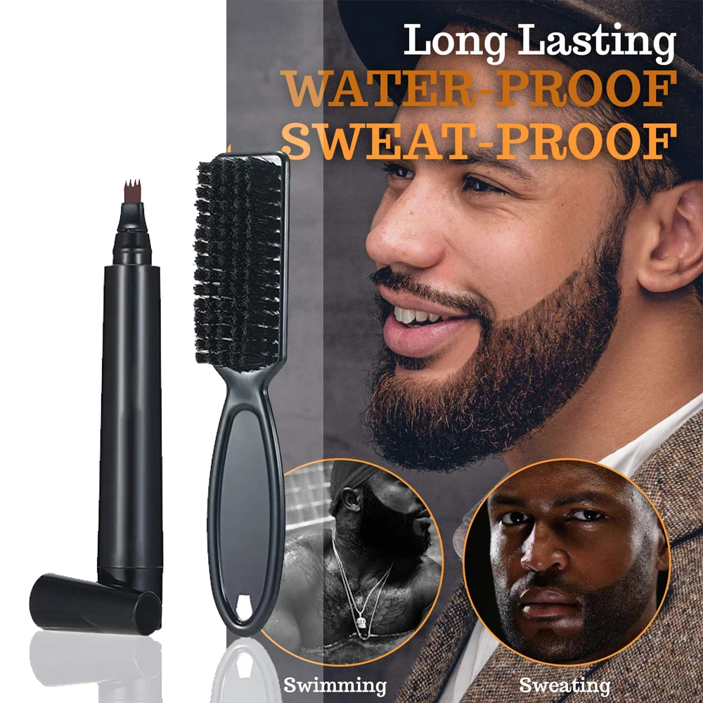 Lápiz de barba resistente al agua para hombre, pluma de dibujo para dar forma a la barba, para cara, Sideburn, bigote, herramienta de Color, antipérdida de cabello