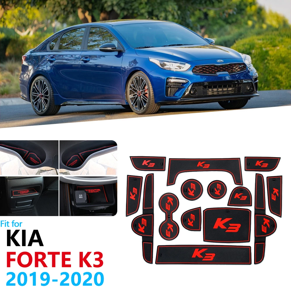 

Anti-Slip Rubber Gate Slot Cup Mat For KIA Forte 2019 2020 BD Cerato K3 Vivar Door Groove Mat Phone Gate Slot Mat Cup Rubber Pad