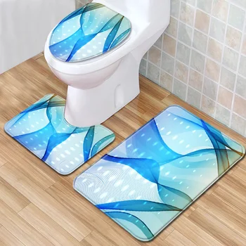 

Soft Mat for Bath Flannel Bathroom Carpet Set 3pcs Toilet Rug Set Toilet Seat Cover Toilet Shower Foot Pads