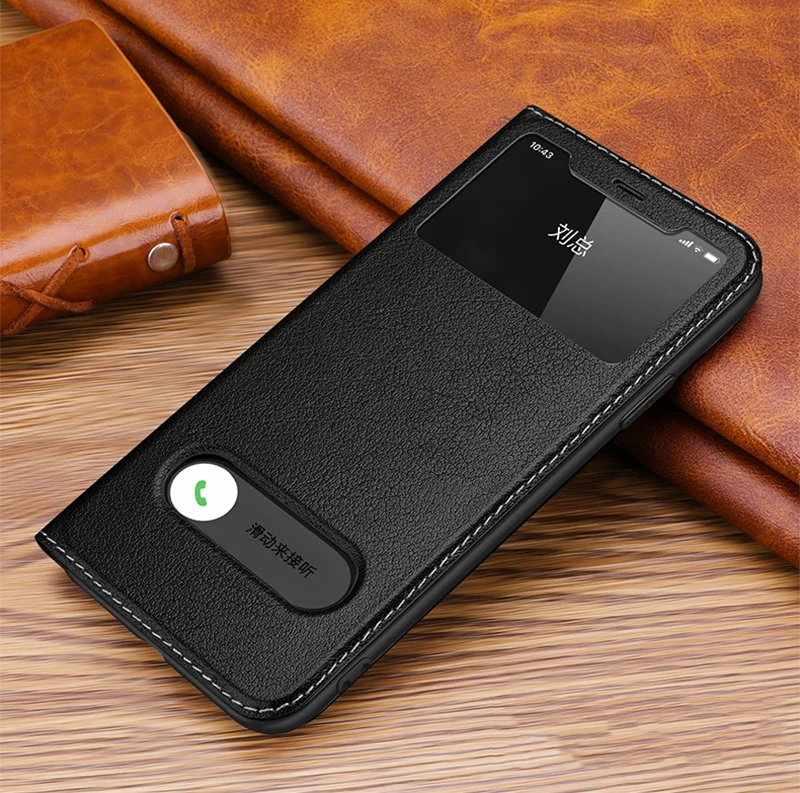 Чехол-книжка из натуральной кожи с текстурой личи SUEF для iPhone 11 Pro Max 7 8 Plus X XS XR, чехлы для телефонов с окошком и подставкой