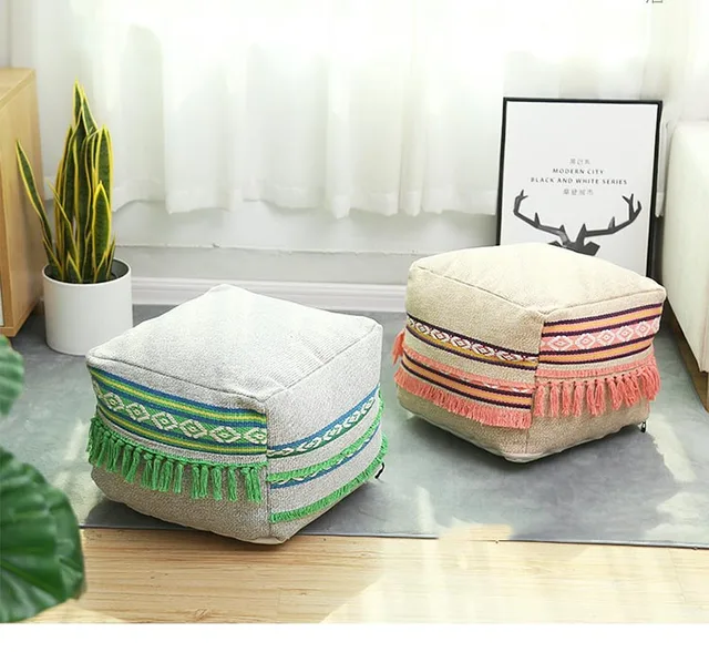 Marocchino Pouf Divano Copertura di Piazza Pouf Per Soggiorno Complementi  Arredo Casa Poggiapiedi Copertura Beanbag Divano Copertina No Riempimento  Sedia Tatami - AliExpress