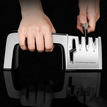 

Knife Sharpener 4 in 1 Diamond Coated&Fine Rod Knife Shears and Scissors Sharpening stone System Stainless Steel Blades