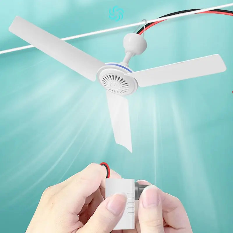 

C13 Plug E-bike Powered 12V-85V 19.6" 6W Ceiling Fan Air Cooler Adjustable Speed Hanging Fan for Camping Outdoor Tent Picnic