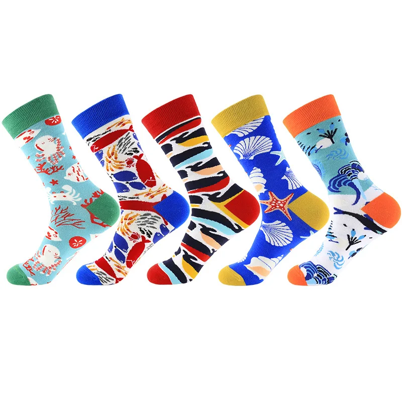 

Autumn and winter new Japanese seafood series harajuku wind colorful shell pattern in women's tube socks