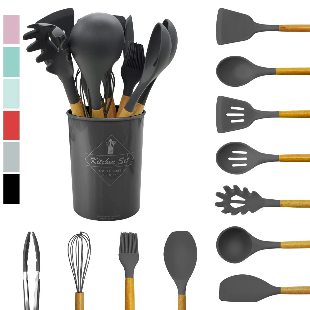 10 Piezas Utensilios de cocina de silicona resistentes al calor utensilios de cocina antiadherente 10 Piezas Utensilios de cocina de silicona resistentes al calor utensilios de cocina antiadherente