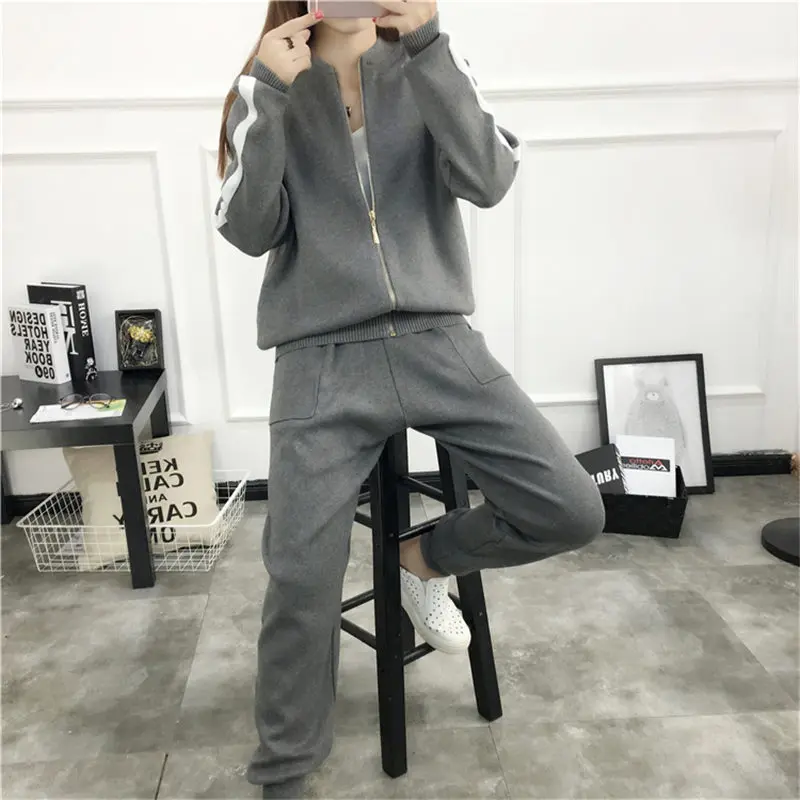 

Jiu ge 2018 Autumn New Style Sweater Cardigan Women's Spring And Autumn Casual Two-Piece Set-Style Set Sweater WOMEN'S Dress