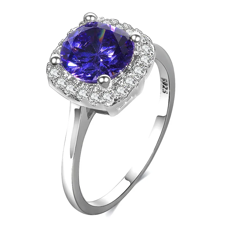 Bague Ringen, классика, 8 мм, аметист, кольцо для женщин, квадратное серебро, 925, ювелирное изделие, драгоценные камни, Женский обручение, Подарок на годовщину в виде колец