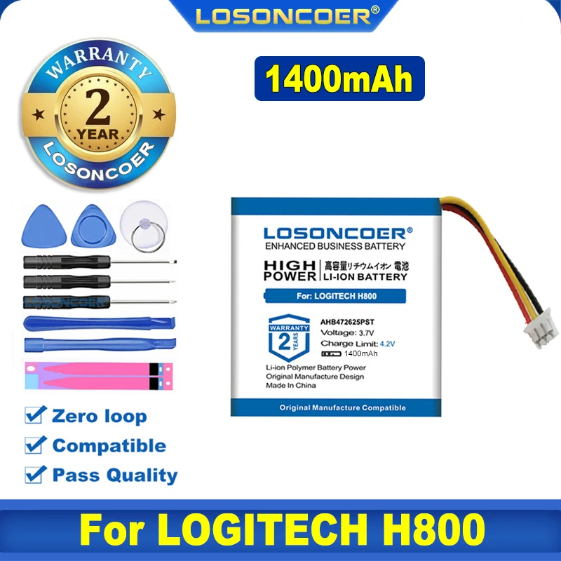 100% оригинальный новый аккумулятор LOSONCOER 1300 мАч для наушников LOGITECH H800 533-000067 AHB472625PST