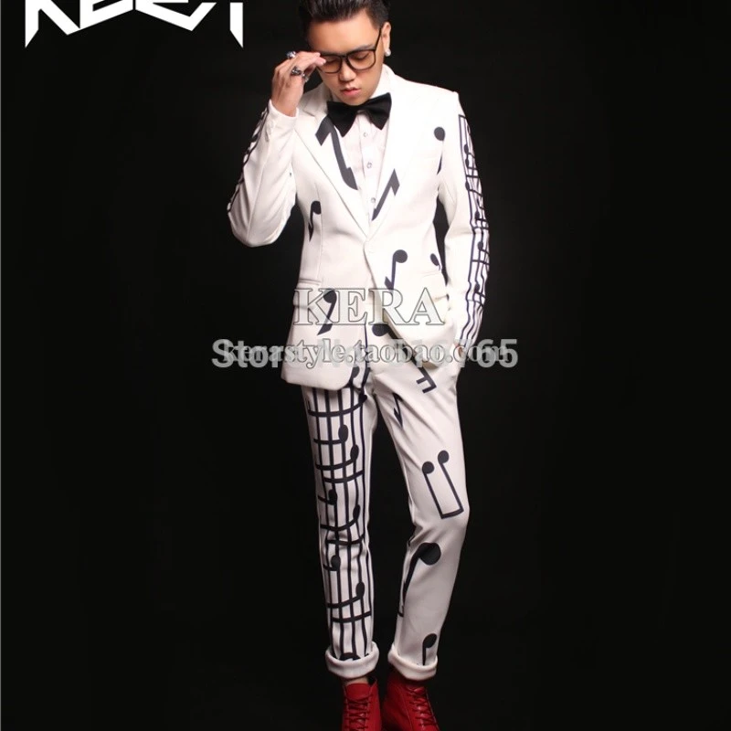 Muster Anzug Jacke Herren Sanger Zwei Stuck Set Mode Weiss Musik Symbol Kostum Konzert Kleid Nachtclub Kleidung 2021 Fashion Suit Pattern Suitsconcert Clothing Aliexpress