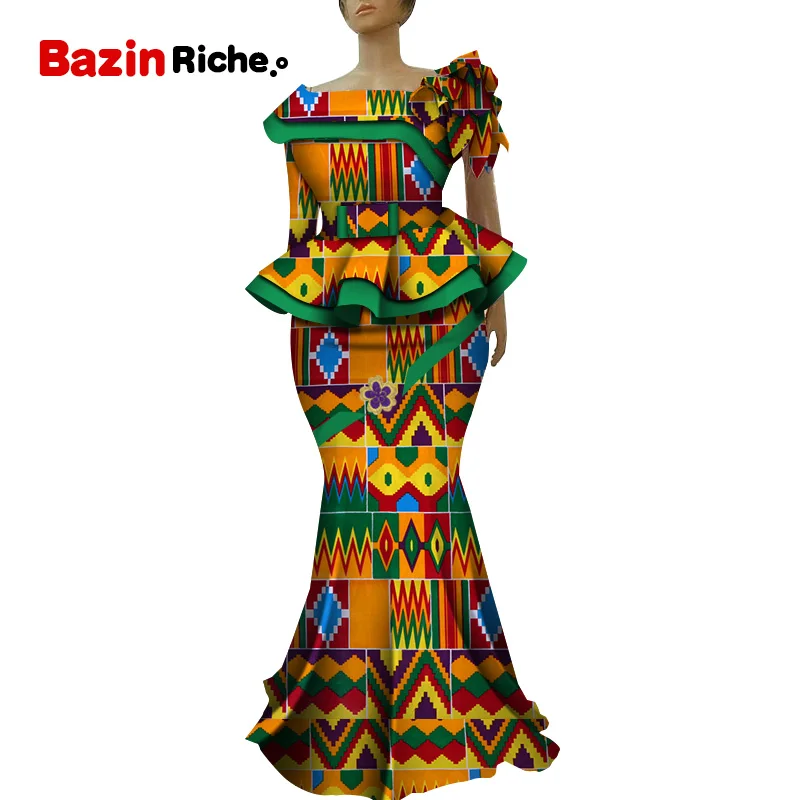 Африканский Анкара юбка с принтом набор уникальный ручной работы русалка юбка и топ комплект одежды Свадебный Гость платье юбка плюс размер WY5236