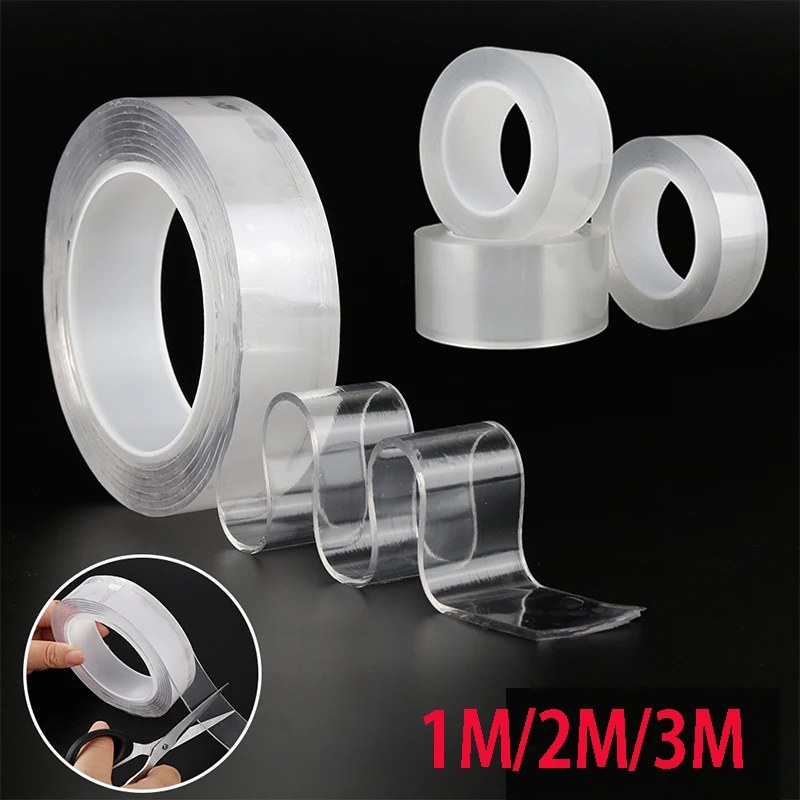 

1/2/3M Transparent Magic Washable Reusable Multifunctional Double-Sided Traceless Adhesive Tape Loop Disks Tie Glue Gadget